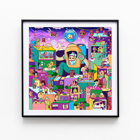 Dprints迪品现代简约轻奢客厅装饰画壁画艺术限量版画卧室餐厅儿童房沙发背景墙 开心泡泡城 黑色铝框6 6 Mm 图片价格品牌报价 京东