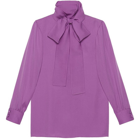 gucci奢侈品女装 真丝缎面衬衫 褐色 it33