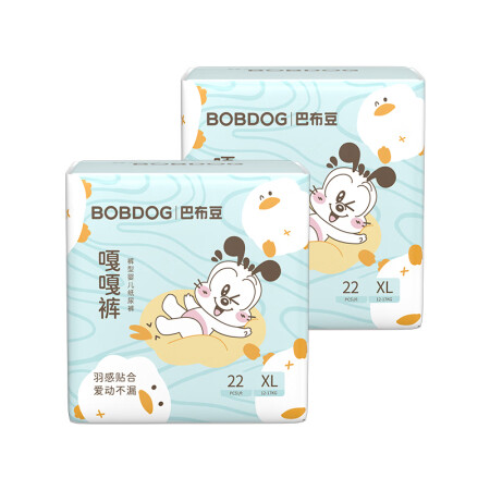 巴布豆（BOBDOG）嘎嘎裤拉拉裤裸感透气XL44片(12-...
