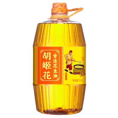 胡姬花古法花生油桶装花生油5L 食用油家庭炒菜油