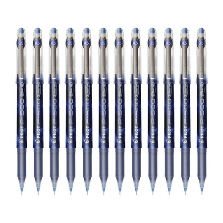 百乐pilotblp50p500中性笔05mm顺滑针嘴水笔财务用蓝黑色12支装