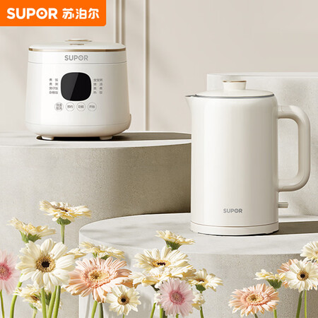 苏泊尔（SUPOR）元气电水壶316L不锈钢烧水壶热水壶 蓝...