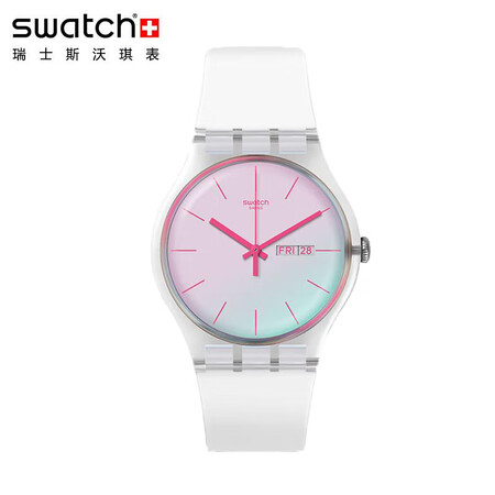 斯沃琪（Swatch）瑞士手表 原创系列 炫白极光学生简约石...
