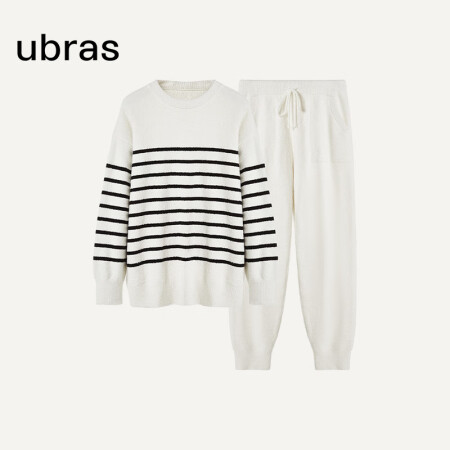 ubras加绒睡衣冬女家居服套装情侣可外穿慕斯条纹舒适居家 ...
