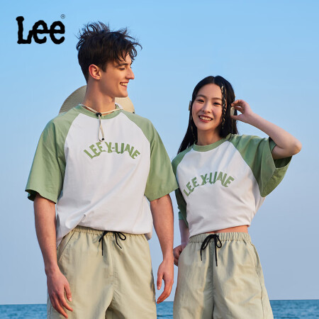 Lee24新品舒适版圆领插肩袖男女同款短袖T恤LUT0083...