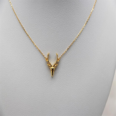 二手99新全新未使用女项链周大福17916系列22k金项链一鹿有你鹿头项链