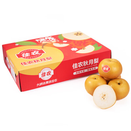 佳农 正宗山东莱阳秋月梨 净重6.5斤 6-8粒 礼盒装 生...