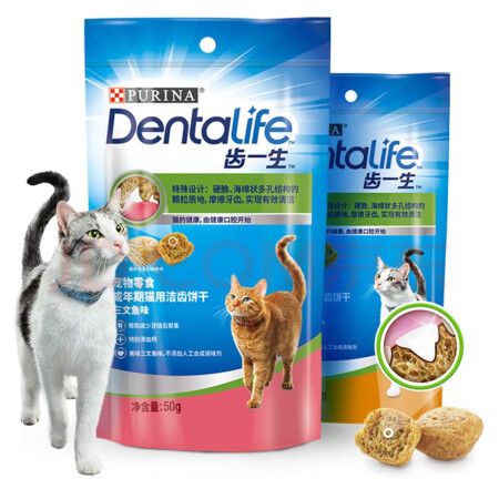齿一生猫零食猫咪饼干洁齿磨牙零食成猫50g*2鸡肉