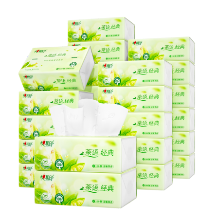 心相印抽纸 茶语经典3层100抽*24包纸巾 箱装销售 淡茶...