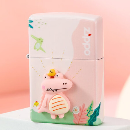 ZIPPO经典正版品彩印鸡仔鳄火机男士煤油打火机之宝 粉色鸡...