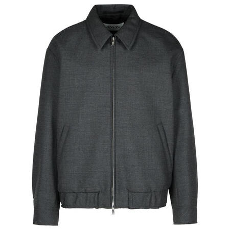 浪凡（LANVIN）男装休闲纯灰色夹克商务百搭防风外套 灰色...