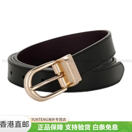 蔻驰（COACH）品牌Logo 牛皮革 皮带 女款 黑色 宽...