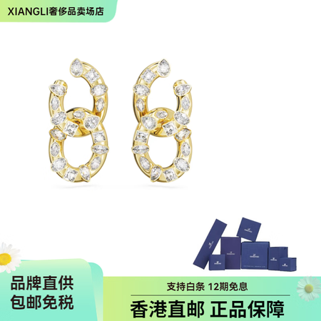 施华洛世奇（SWAROVSKI）大圈耳环混合切割环形相扣仿水...