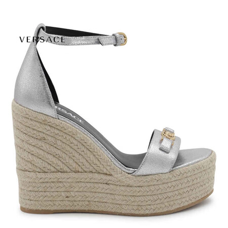 范思哲（VERSACE） 奢侈品 女士 银色麻底鞋 SILV...