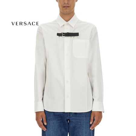 范思哲（VERSACE） 奢侈品 男士 正装搭扣衬衫 WHI...