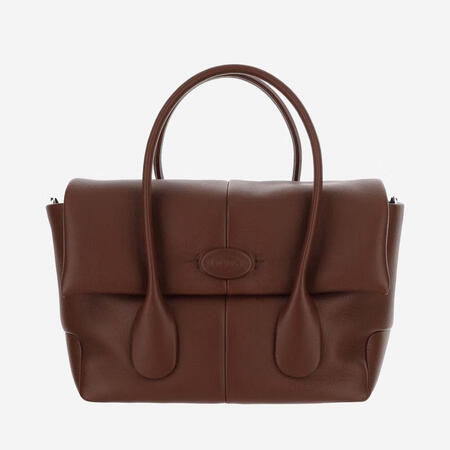 TOD'S小牛皮翻盖手提单肩包女包迷你百搭棕色商务...