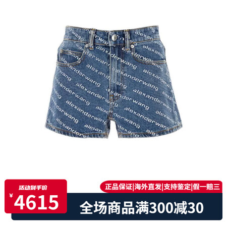 Alexander Wang女士印花牛仔短裤休闲百搭LOGO...