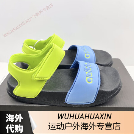阿迪达斯（adidas）Adidas儿童魔术贴凉鞋 荧光天蓝...