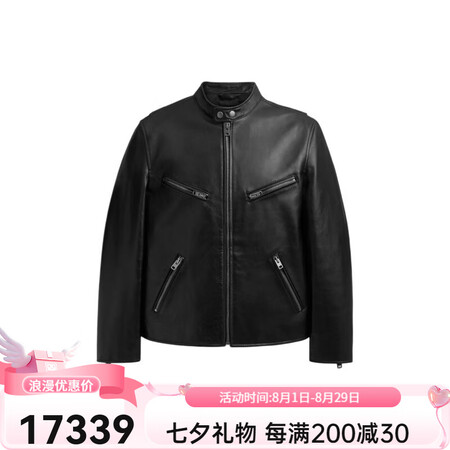 蔻驰（COACH） RACER 纯色圆领拉链长袖皮衣 男款 ...