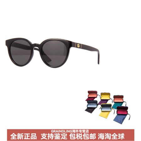 古驰（GUCCI）双G标识圆框板材镜架圆形太阳眼镜女士深灰色...