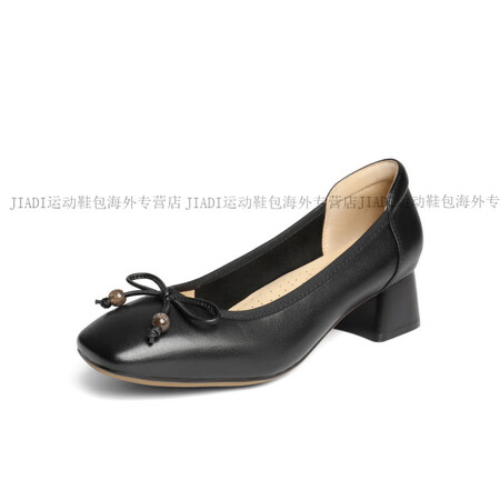 百丽（Belle）粗高跟浅口单鞋子2025秋季新款上班穿不累...