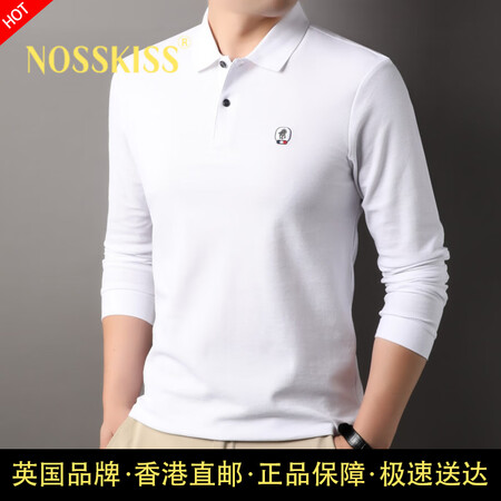 NOSSKISS国际奢侈高档品牌男装长袖T恤男春秋季纯棉po...