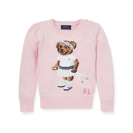 ralph lauren拉夫劳伦女童毛衣上衣2-6x圆领长袖小熊棉质休闲472937