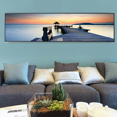 女娲艺术 北欧装饰画客厅横版长幅挂画风景现代简约装饰画 e 50*180cm