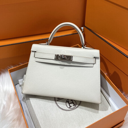 【二手99新】爱马仕(hermes)mini kelly 二代 女士斜挎手提包 10奶昔