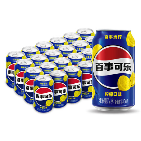 百事可乐 Pepsi 清柠味汽水 碳酸饮料 330ml*24...