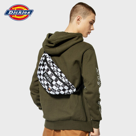 dickies潮流斜挎包男女休闲胸包单肩包182u90lbb20wh03黑白格