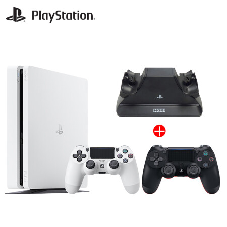 索尼索尼 Sony Ps4 Slim 家庭娱乐游戏机500g主机 白色 索尼 Sony Ps4 Slim 双手充电柄套装 Playstation国行游戏机500g 白色 黑色手柄 充电器 行情报价价格评测 京东