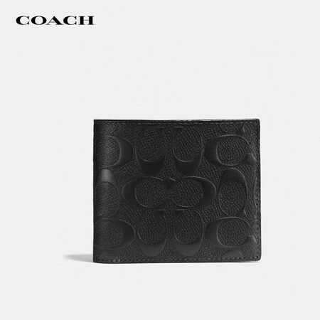 蔻驰（COACH）奢侈品男士钱包皮质卡夹子折叠款F75371...