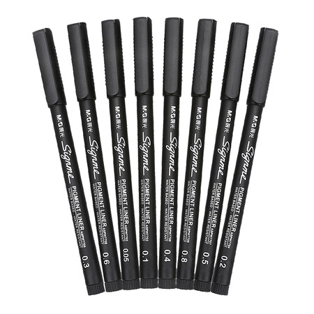 晨光(m&g)文具多规格勾线笔 美术绘画勾边笔 赛美专业描边笔 8支装