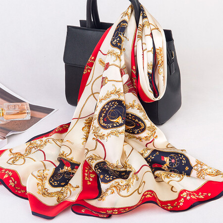 女桑蚕丝春季百搭新款2018丝绸围巾夏季防晒披肩纱巾 蕾丝皇后-咖色