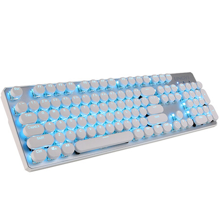 灵逸(lingyi ) k20 黑寡妇机械键盘 蓝光白色青轴 复古朋克圆键帽 104