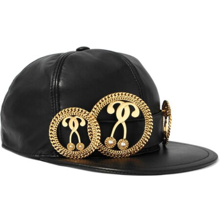 莫斯奇诺(moschino)奢侈品女士 961984032 精饰皮质帽子 black hats