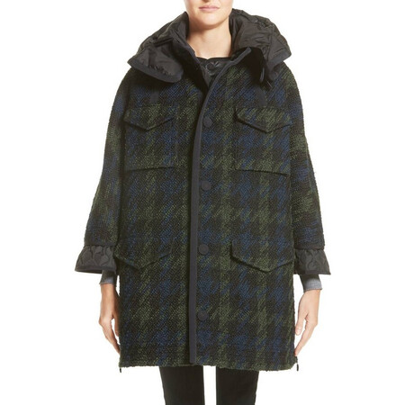 蒙口(moncler)女士大衣 混纺 千鸟格 可拆卸 8328no01633