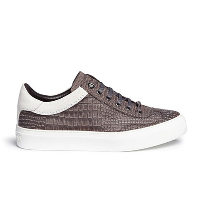 周仰杰/jc男鞋 ace 鳄鱼纹压纹皮质板鞋 90151 cedar brown 43