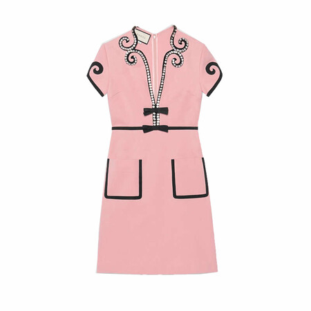 gucci 古驰女士服饰 奢侈品 2018全球购 女士连衣裙粘纤粉色490489 x9
