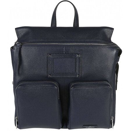 华伦天奴(valentino)奢侈品男包 109798366 蓝色皮革背包 blue