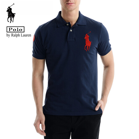 polo by ralph lauren 夏季純棉男士短袖t恤 大馬標polo衫男 藏青色 s