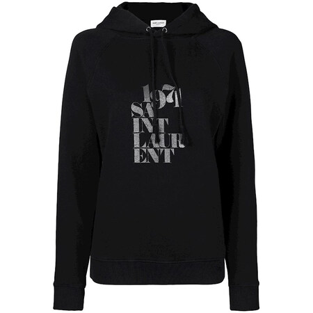 saint laurent/圣罗兰ysl/slp女士黑色棉质字母logo长袖外套卫衣 黑色