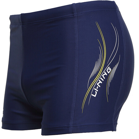 李宁li-ning 泳裤 弹力舒适平角泳装 速干不贴身男士游泳裤 抗 氯藏青