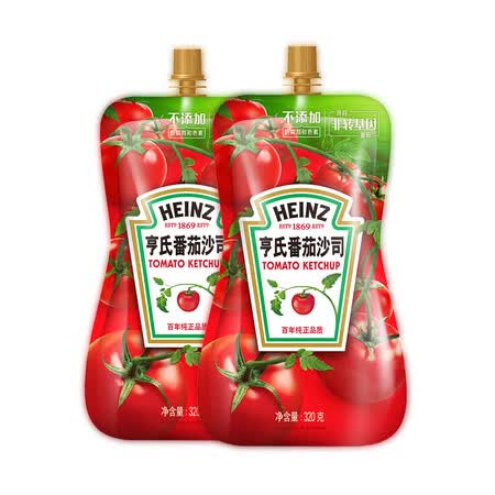 亨氏(heinz) 番茄酱 袋装番茄沙司 意大利面薯条酱 320g*2袋 卡夫亨氏