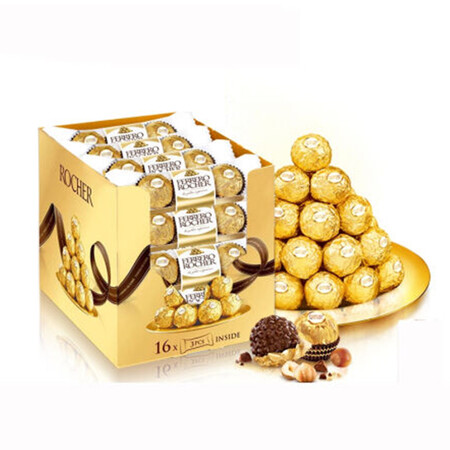 费列罗(ferrero)巧克力礼盒进口金莎榛仁糖果婚庆节日礼物 48颗(t3*16