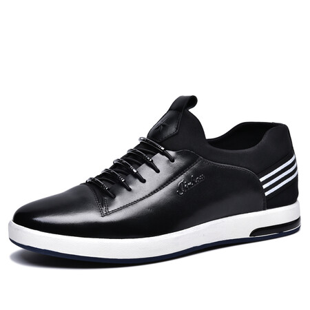 金猴(jinhou)男鞋运动休闲鞋 男士牛皮板鞋 舒适驾车鞋 q29165a 黑色