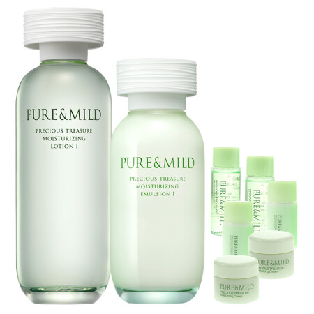 PURE & MILD 泊美 鲜纯珍萃保湿2件套（水润型 保湿水150ml+乳液120ml+附6件赠品随机发送）