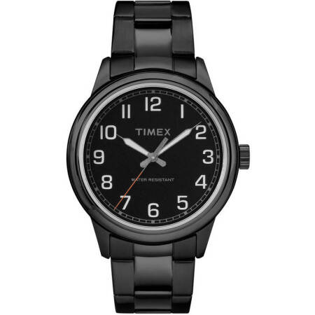 美国直邮 timex 男士新英格兰黑色手表,不锈钢手链
