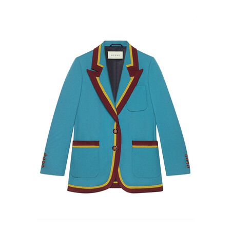 gucci 古驰 女士拼色条纹羊毛西装476953 zjw19 4059 it码 蓝色 42